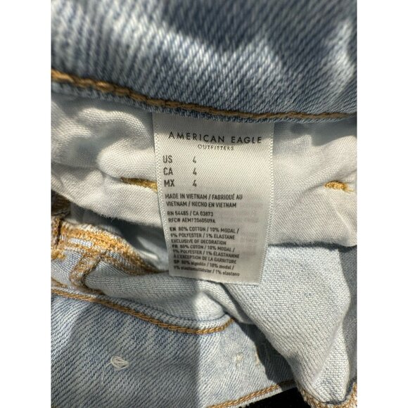 American Eagle Mom Short Size 4 Ripped Stretch Light Wash - Picture 6 of 8